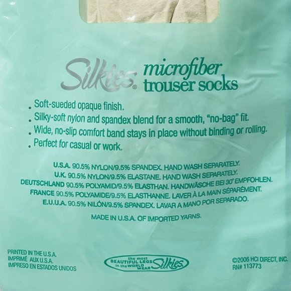 Silkies Cream Microfiber Trouser Socks 2 Pair Pack 2006 Regular Made USA 911029 - Picture 3 of 8